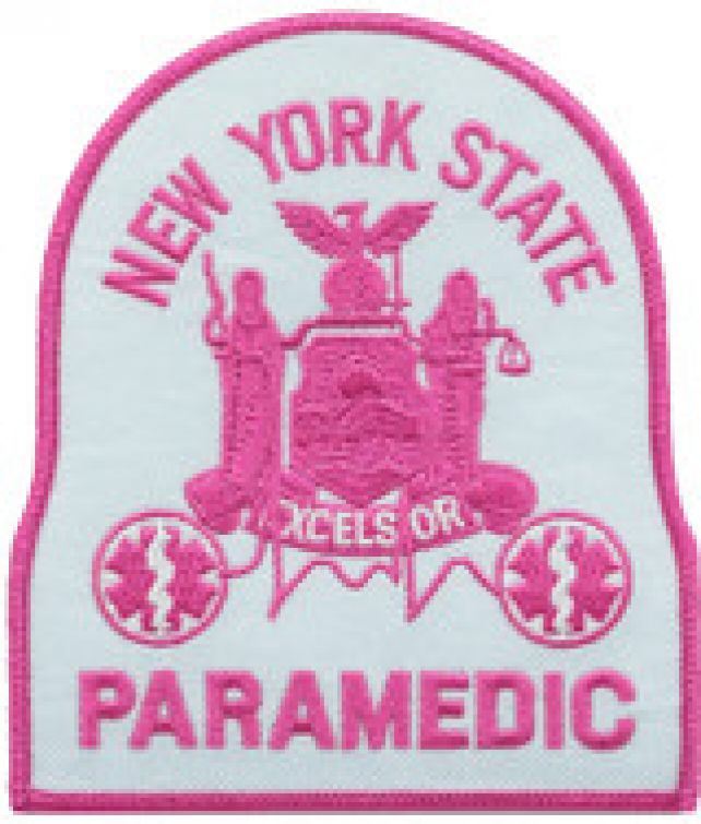 NEW YORK STATE PINK PARAMEDIC SHOULDER PATCH - SEW ON.